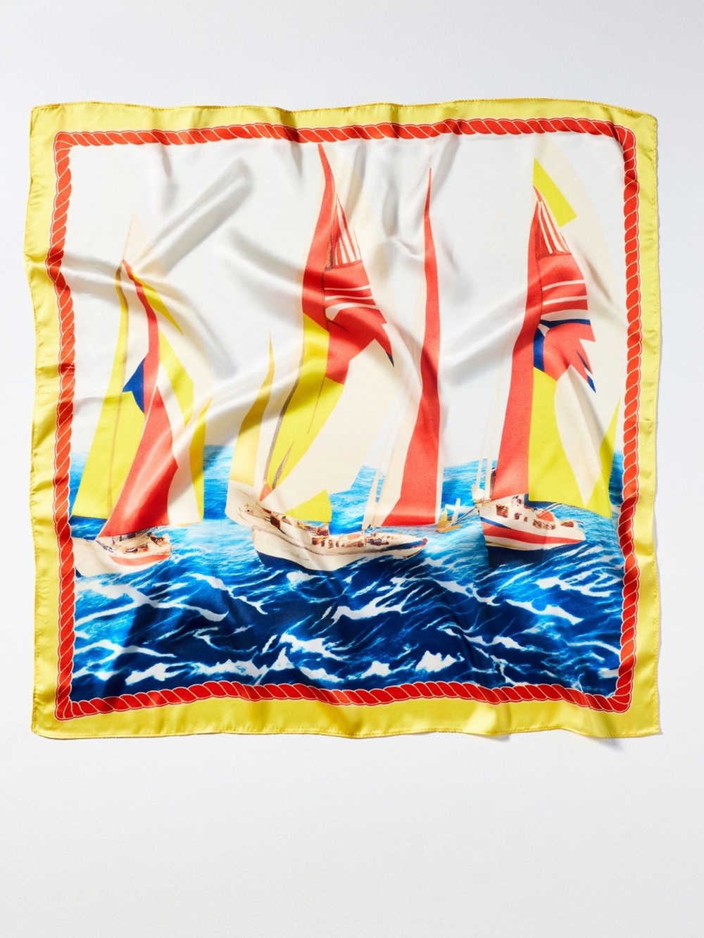 ⛵️Anthropologie Silky Scarves Head Hair Bag Scarf Set of 2 New Sailboat Nautical - Picture 2 of 10